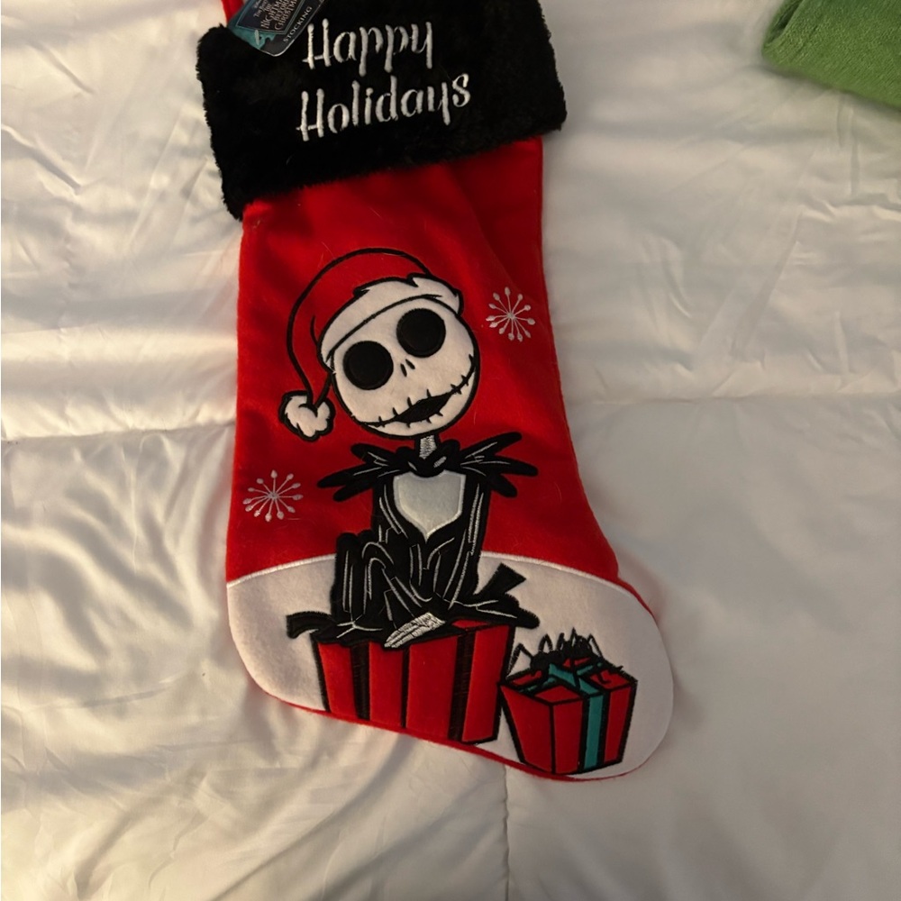 Jack Skelington Red Holiday Stocking with Character Design